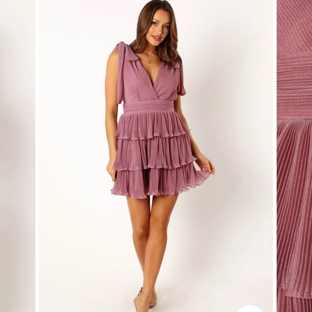 Petal & Pup Dusty Pink Ruffle Mini Dress L NWT - Picture 1 of 9